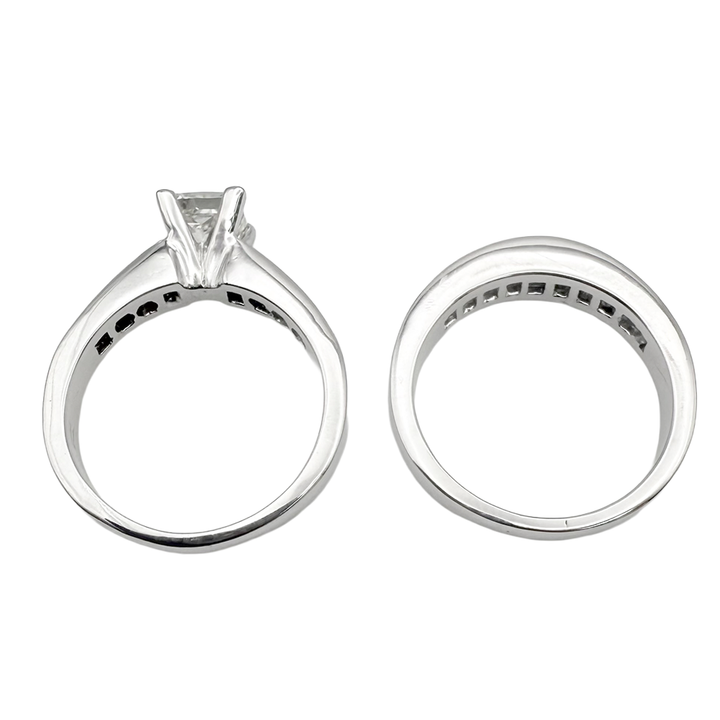 1.20 Carat Princess Cut Diamond 14K WG Wedding Ring Set