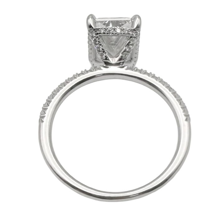 3.08 Carat SI1 G Lab Grown Radiant Cut Diamond 14K WG Ring