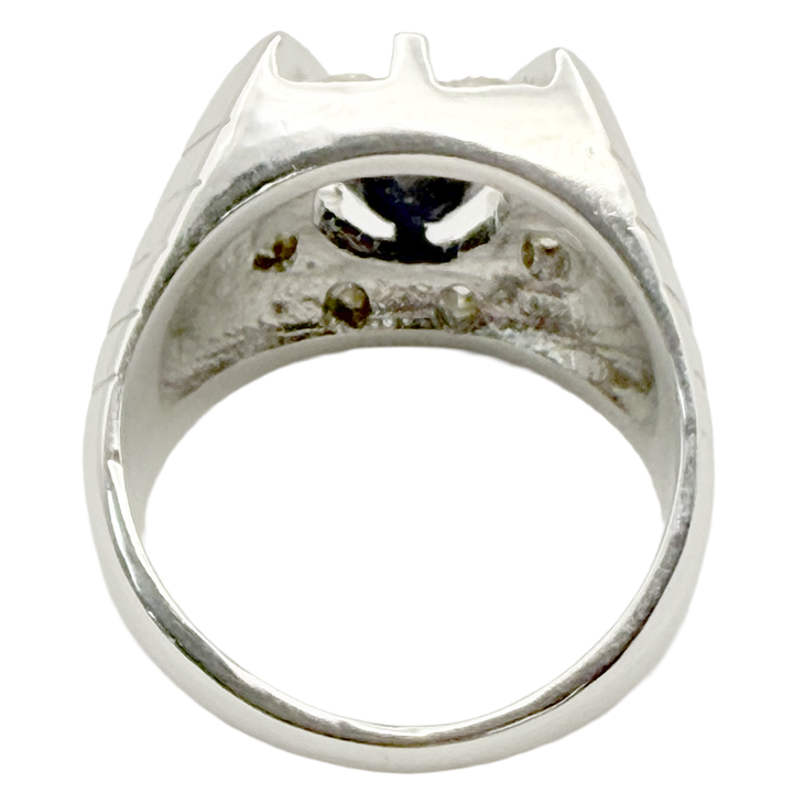 Sapphire Diamond 14K White Gold Gents Ring