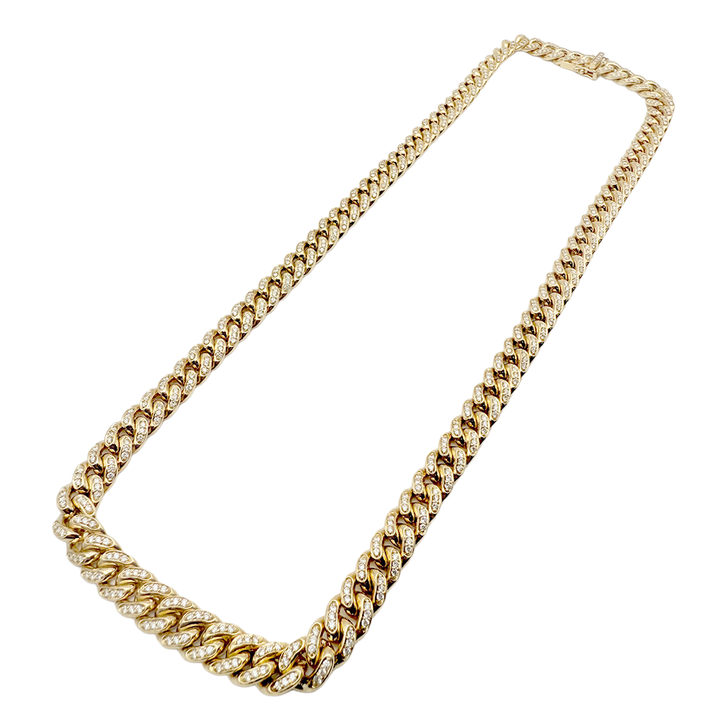 Diamond 14K Yellow Gold Miami Cuban Link Chain