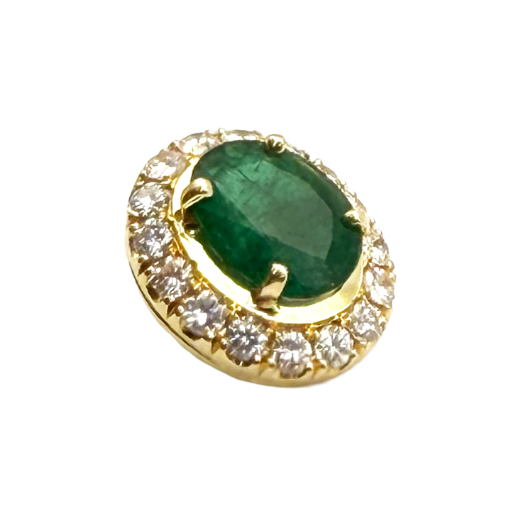 Emerald Diamond 18K Yellow Gold Pendant
