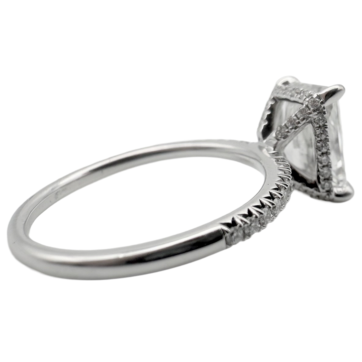3.08 Carat SI1 G Lab Grown Radiant Cut Diamond 14K WG Ring