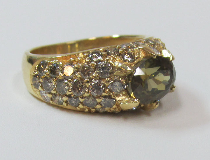Smokey Topaz Diamond 18K Yellow Gold Ring