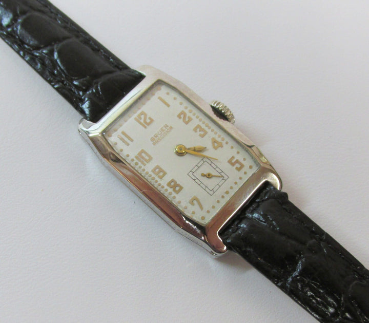 Vintage Gruen Precision 14K White Gold Wristwatch