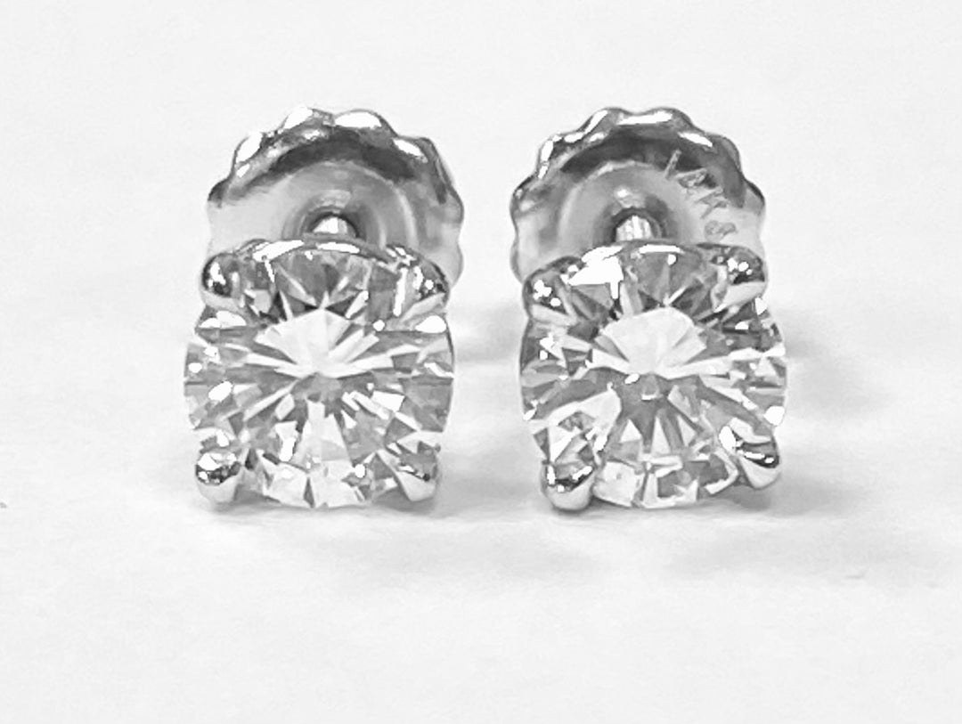 1.14 Carat IF F Diamond 14K White Gold Studs