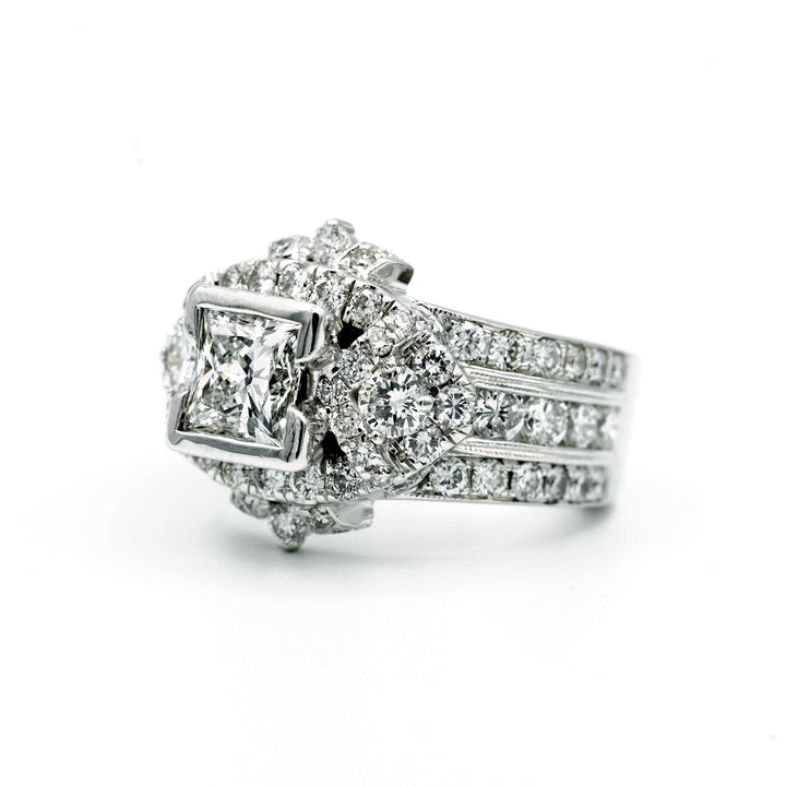 1.33 Carat Princess Cut Diamond VVS2 F GIA 14K White Gold Diamond Ring