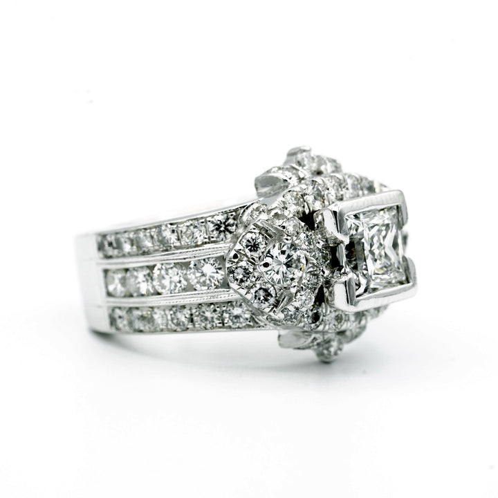 1.33 Carat Princess Cut Diamond VVS2 F GIA 14K White Gold Diamond Ring