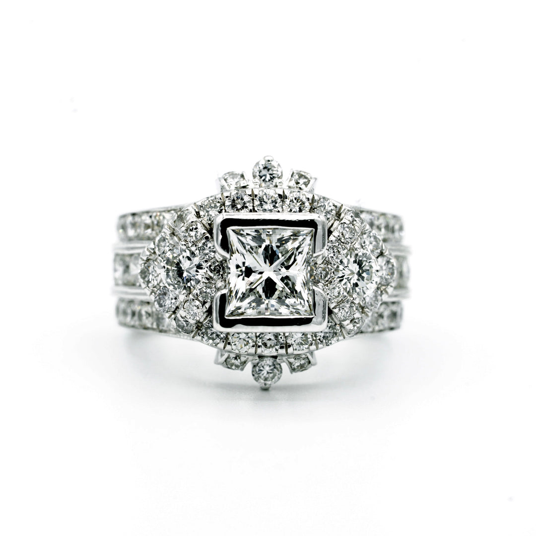 1.33 Carat Princess Cut Diamond VVS2 F GIA 14K White Gold Diamond Ring
