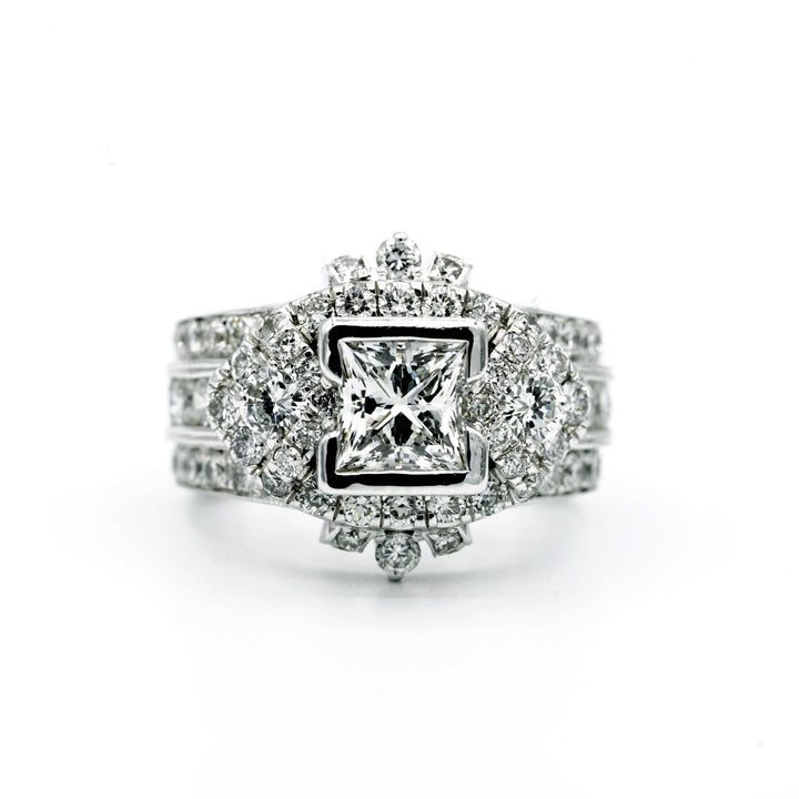 1.33 Carat Princess Cut Diamond VVS2 F GIA 14K White Gold Diamond Ring