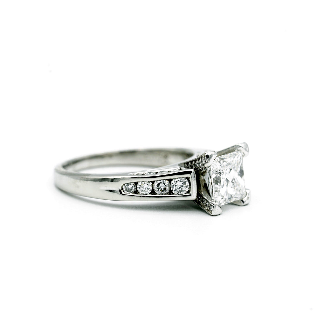 1.40 Carat Princess Cut Diamond Platinum Ring