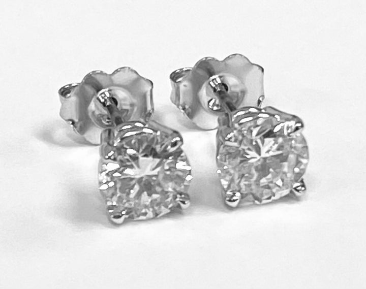 1.43 Carat Total Weight Diamond 14K WG Stud Earrings