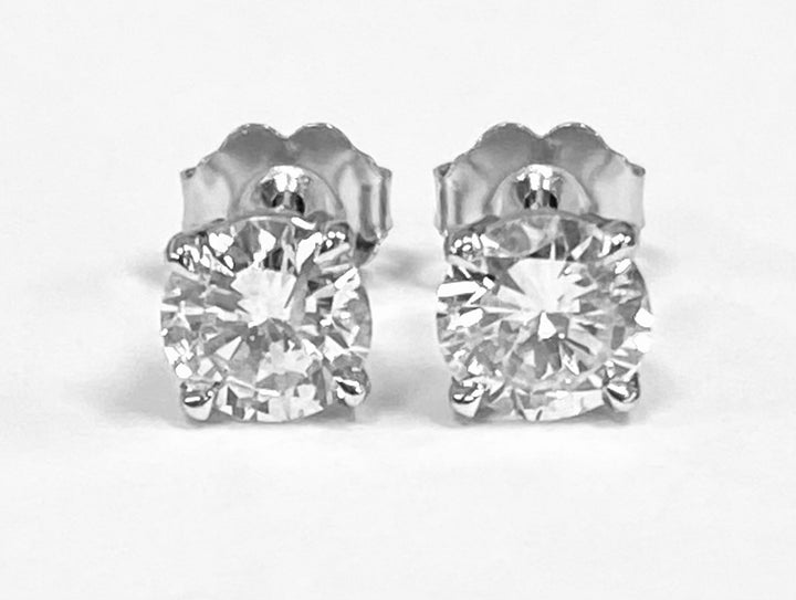 1.43 Carat Total Weight Diamond 14K WG Stud Earrings