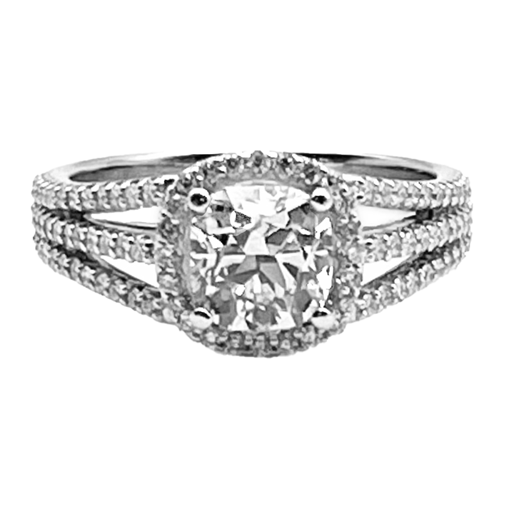 1.55 Carat Cushion Cut VS1 I-J 14K WG Diamond Ring