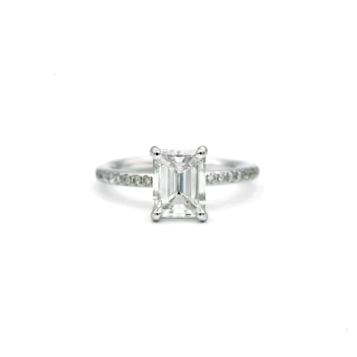 1.70 Carat VS2 H GIA Emerald Cut Diamond 14K White Gold Ring