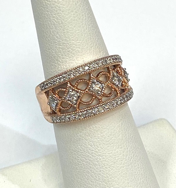 Diamond 10K Rose Gold Band Ring