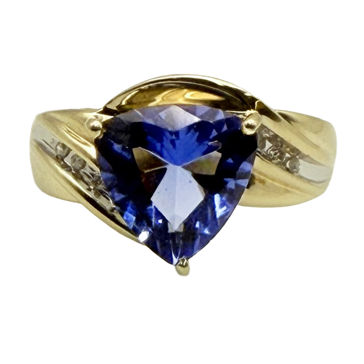 10K Yellow Gold Iolite Diamond Ring