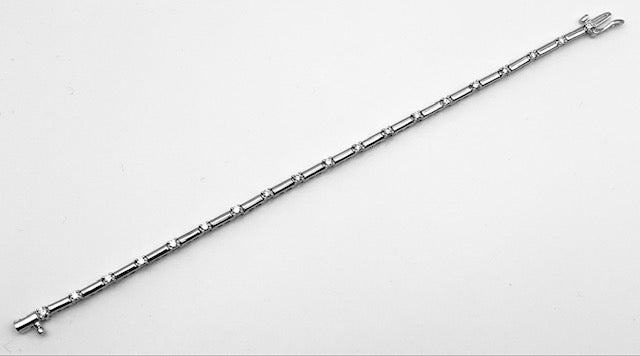 14K White Gold Diamond Bracelet with Links