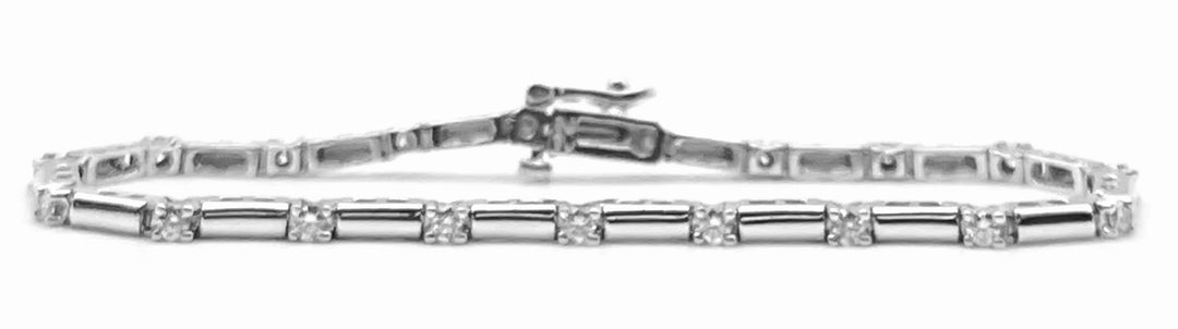 14K White Gold Diamond Bracelet with Links