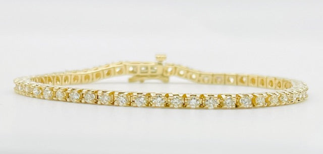 Diamond 14K Yellow Gold Tennis Bracelet 2.50 Carats