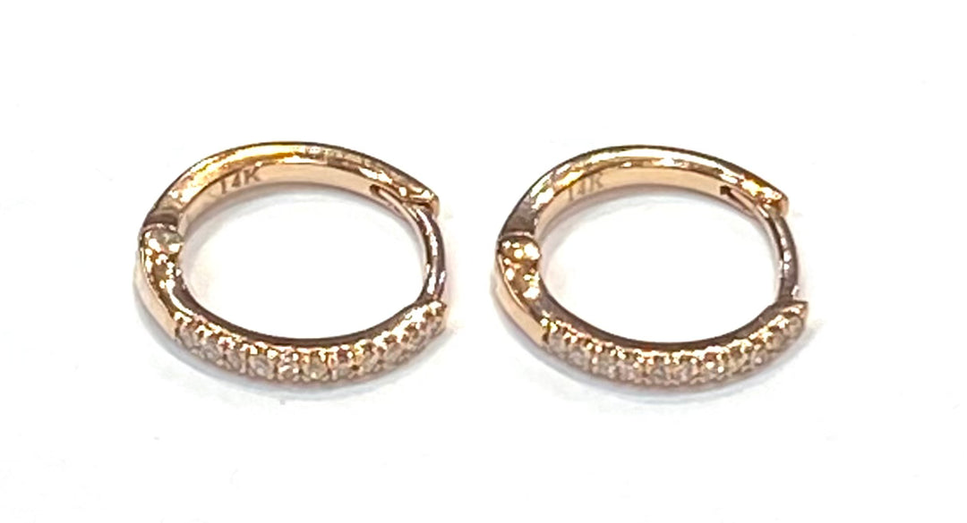 Diamond 14K Rose Gold Huggies Earrings