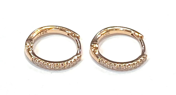 Diamond 14K Rose Gold Huggies Earrings