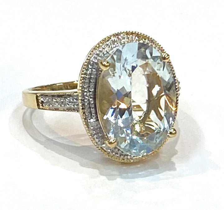 Aquamarine Diamond 14K White Gold Ring