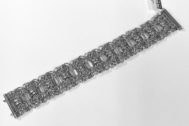 14K White Gold Fancy Link Wide Bracelet