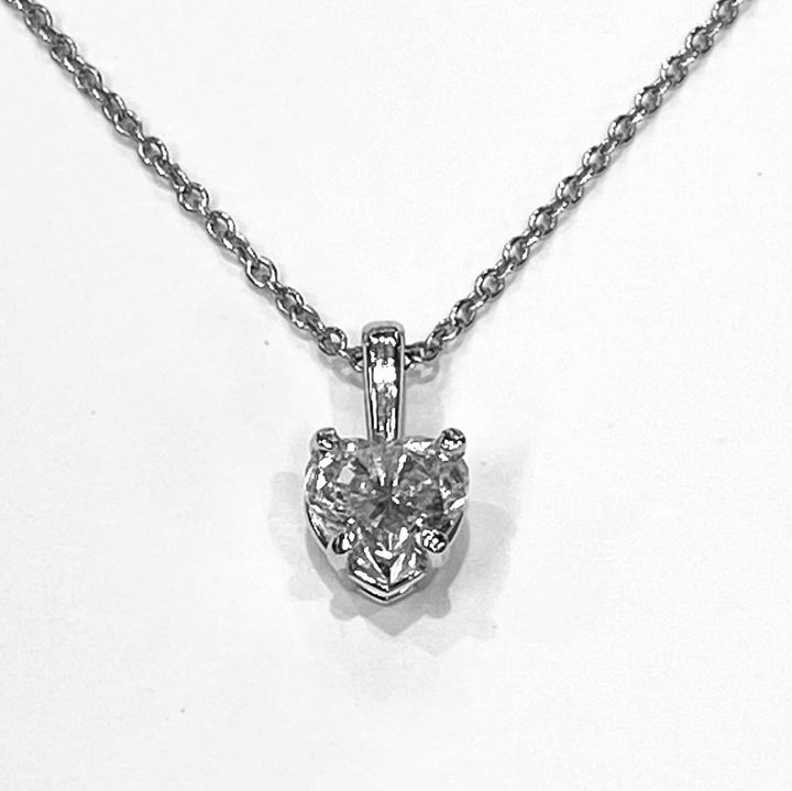 Diamond 14K White Gold Solitaire Pendant & Chain