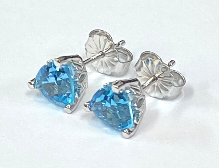 Aquamarine 14K White Gold Stud Earrings