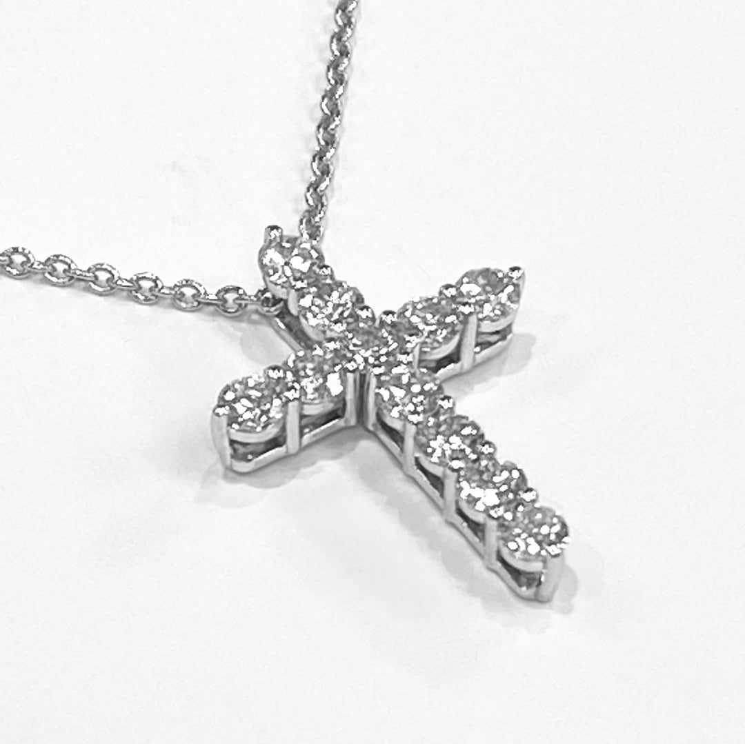 Diamond 14K White Gold Cross & Chain