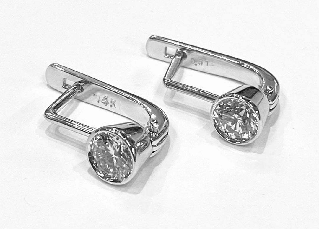 Diamond 14K White Gold Stud Drop Earrings