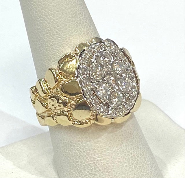 Diamond 14K Yellow Gold Nugget Design Ring