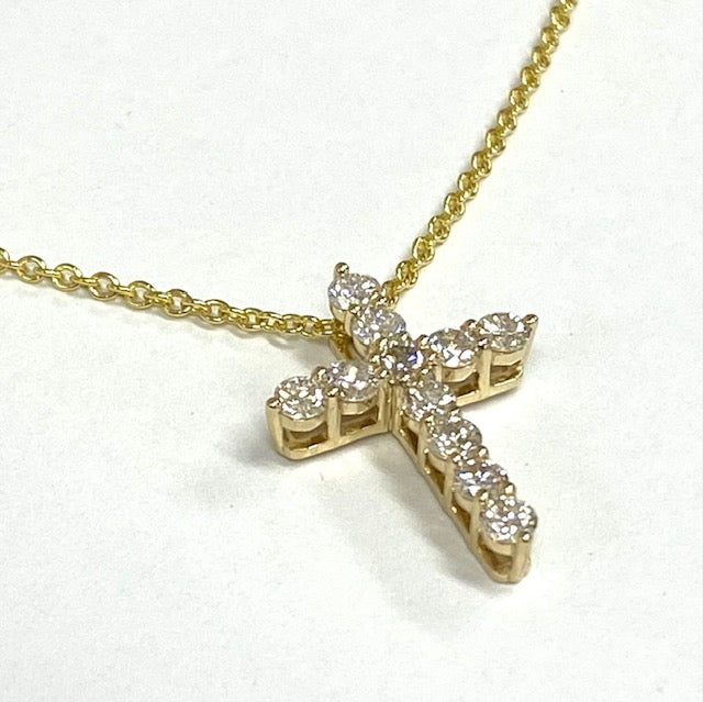 Diamond 14K Yellow Gold Cross & Chain