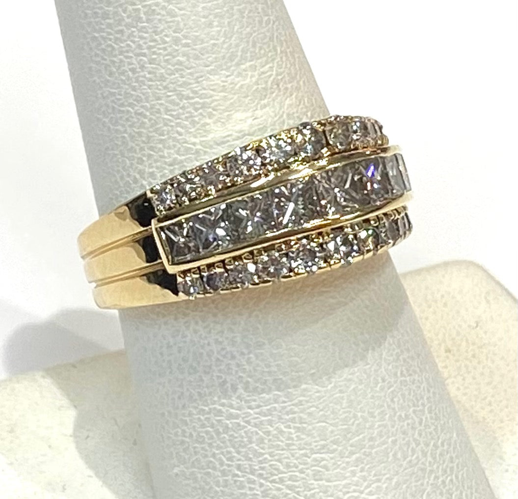 Diamond 14K Yellow Gold Domed Band Ring