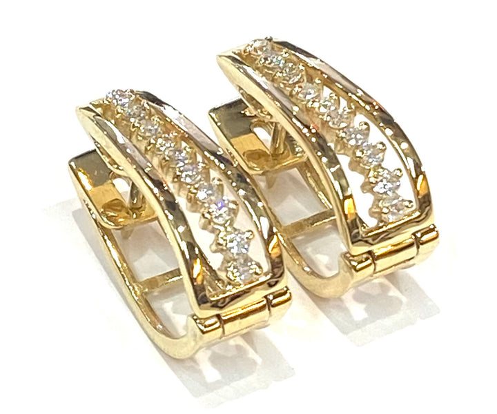 Diamond 14K Yellow Gold Hoop Style Earrings