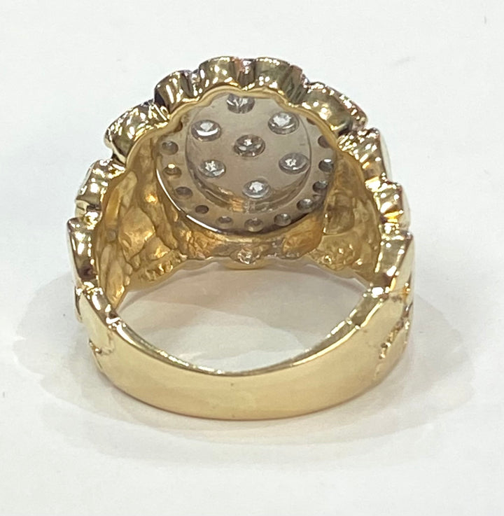 Diamond 14K Yellow Gold Nugget Design Ring