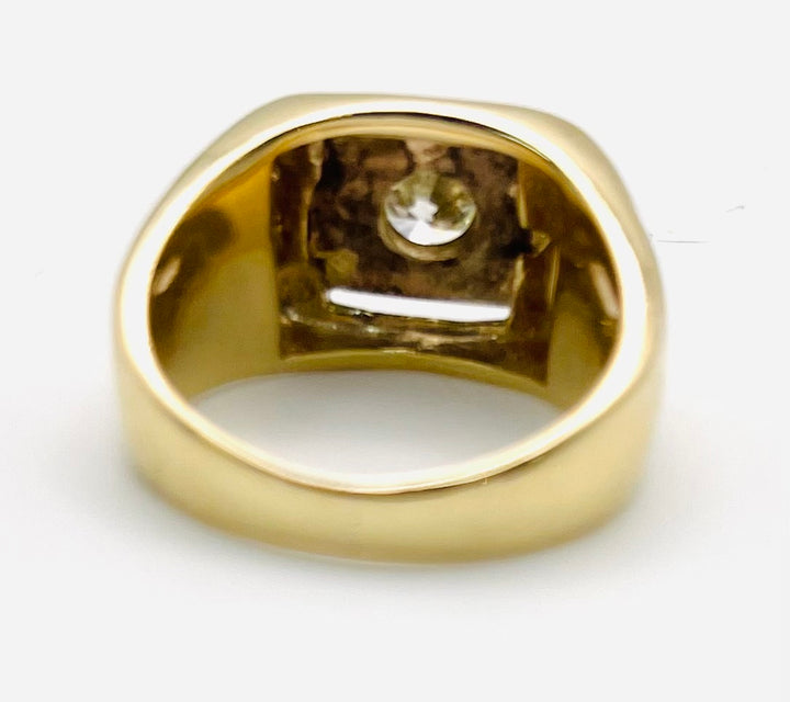 Gents Vintage 14K Yellow Gold Diamond Ring