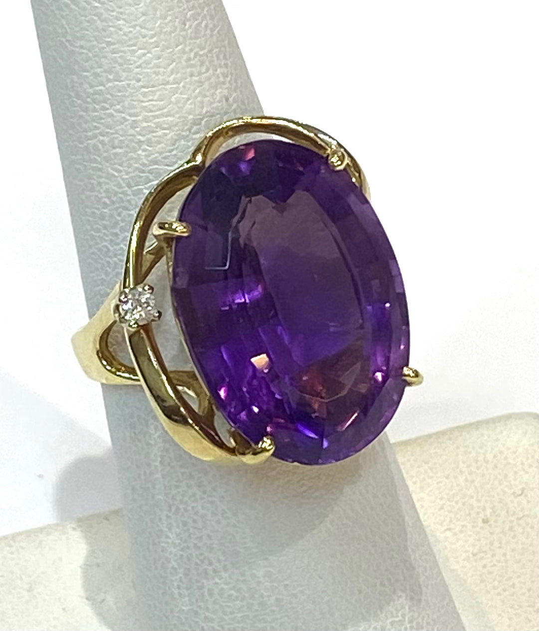 Amethyst Diamond 14K Yellow Gold Ring