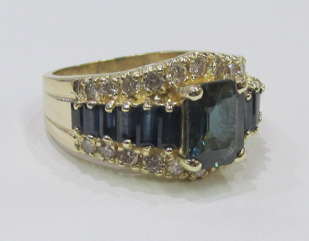 Sapphire Diamond 14K Yellow Gold Ring