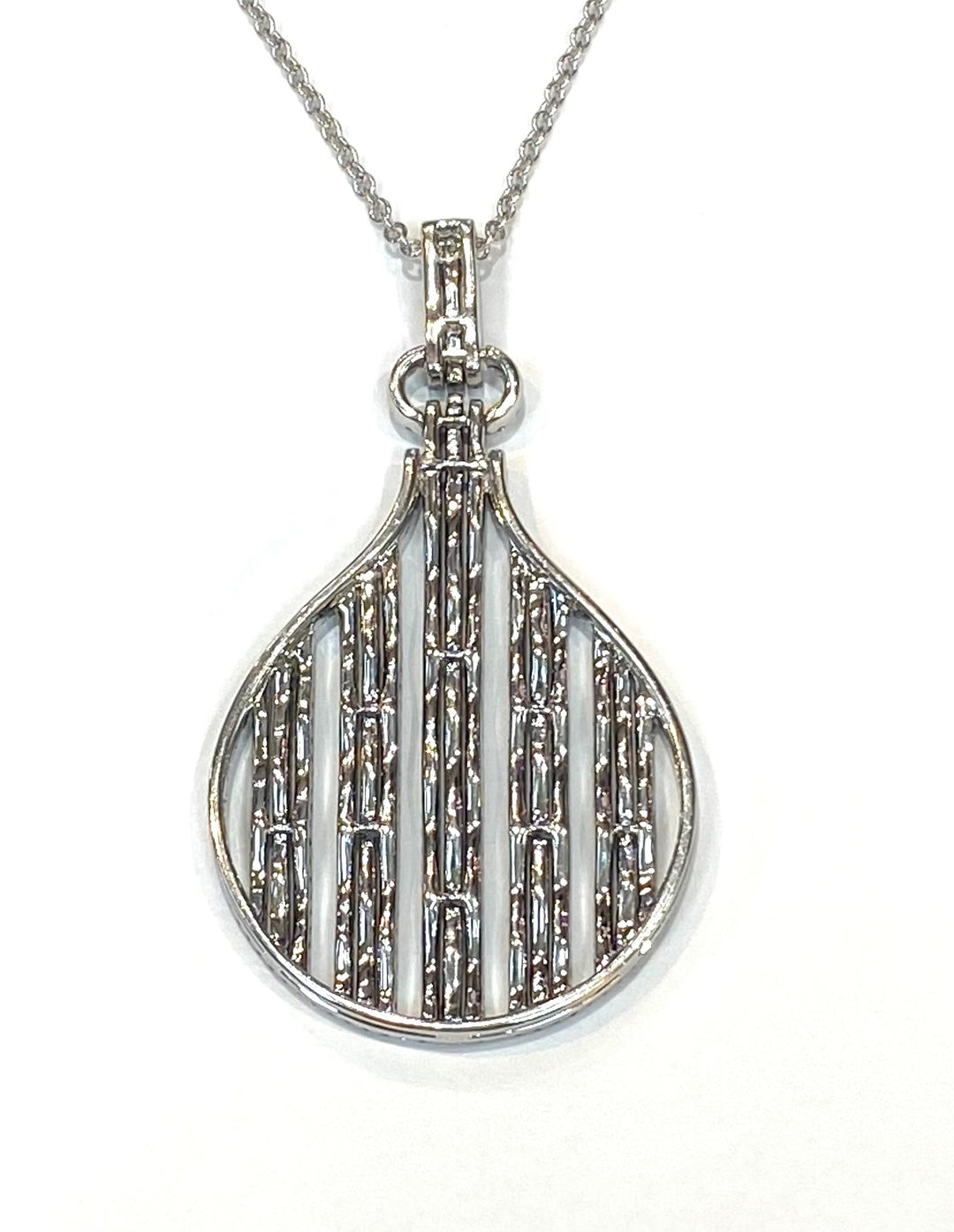 Black & Colorless Diamond 14k White Gold Pendant & Chain