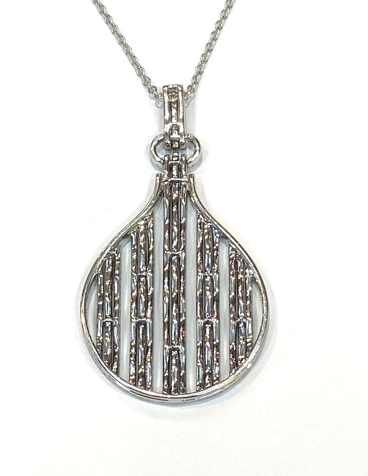 Black & Colorless Diamond 14k White Gold Pendant & Chain