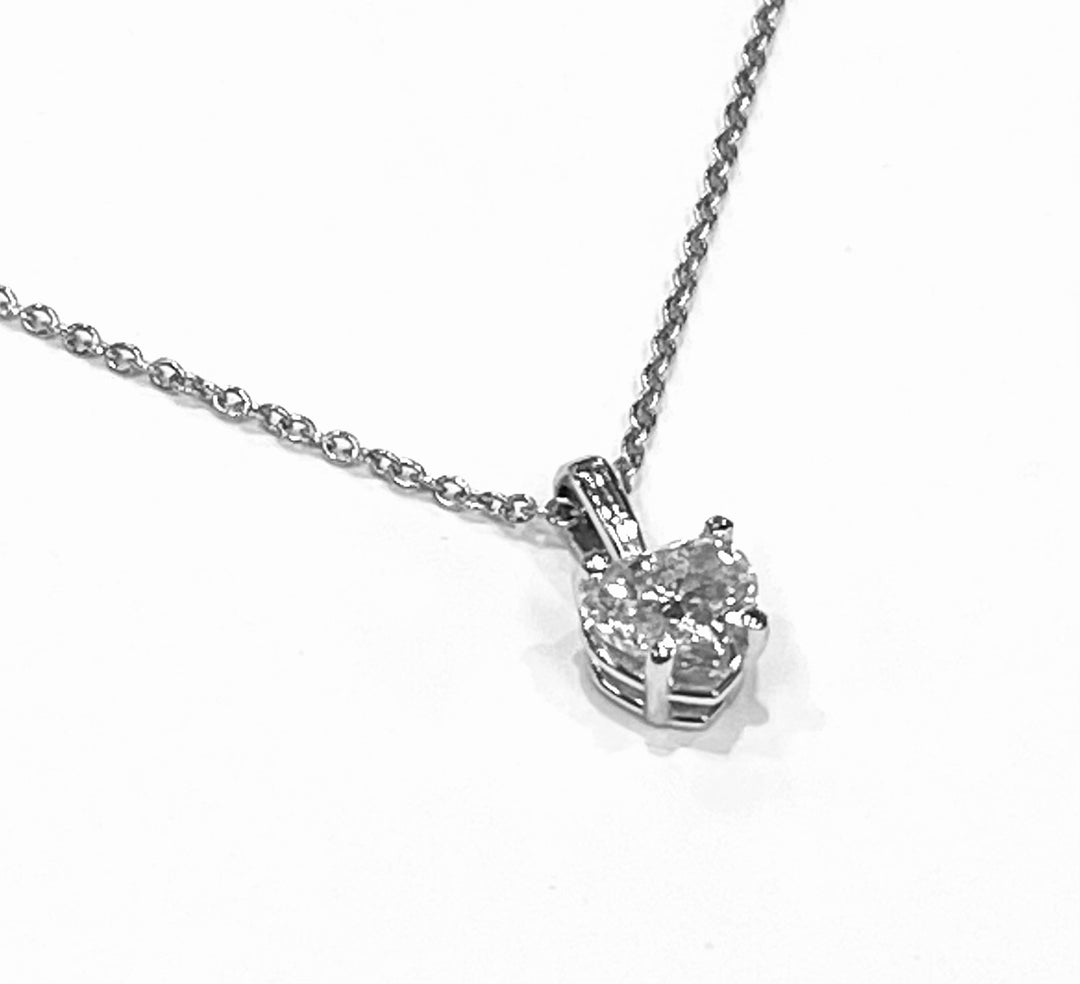 Diamond 14K White Gold Solitaire Pendant & Chain