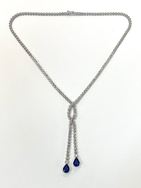 Sapphire Diamond 18K White Gold Necklace