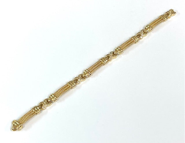 Diamond & 18K Yellow Gold Fancy Link Bracelet