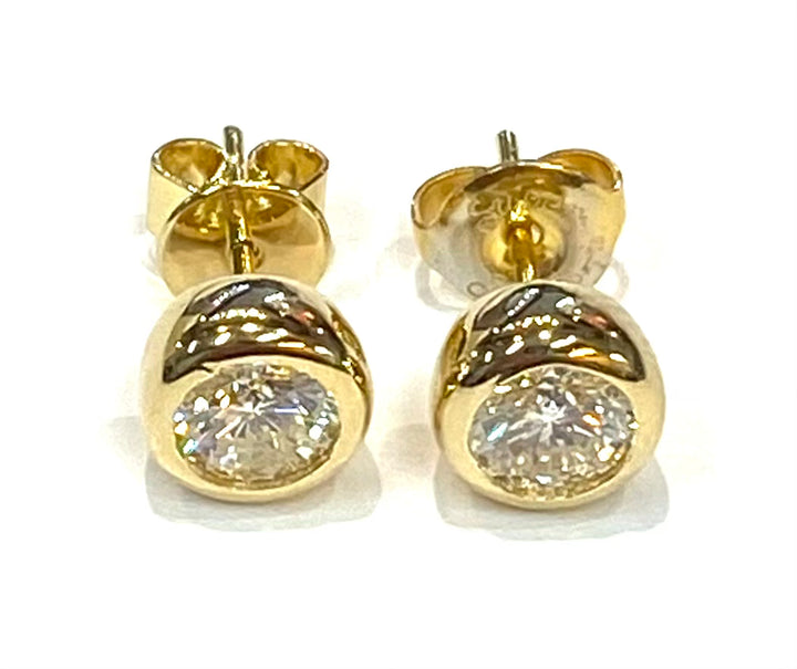 2.00 Carat SI I-J Diamond 18K Yellow Gold Studs