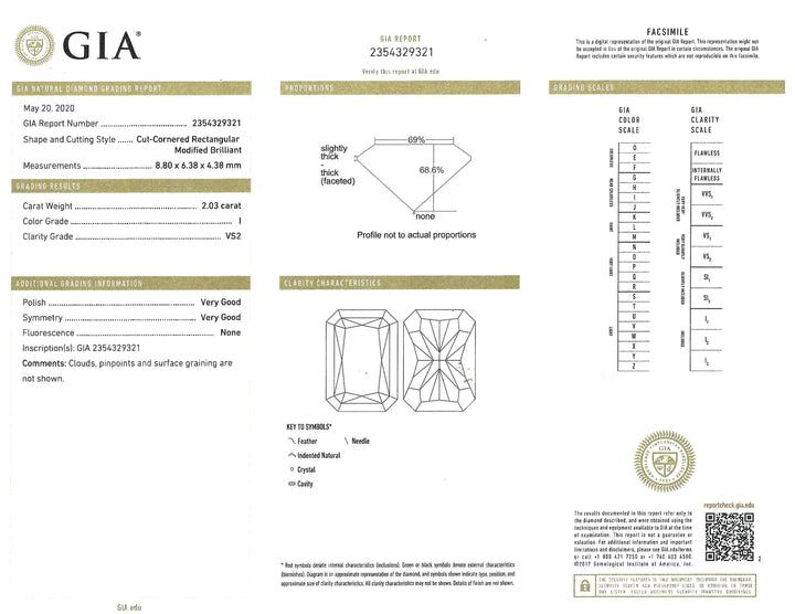 2.03 Carat VS2 I Elongated Radiant Cut GIA 14K WG