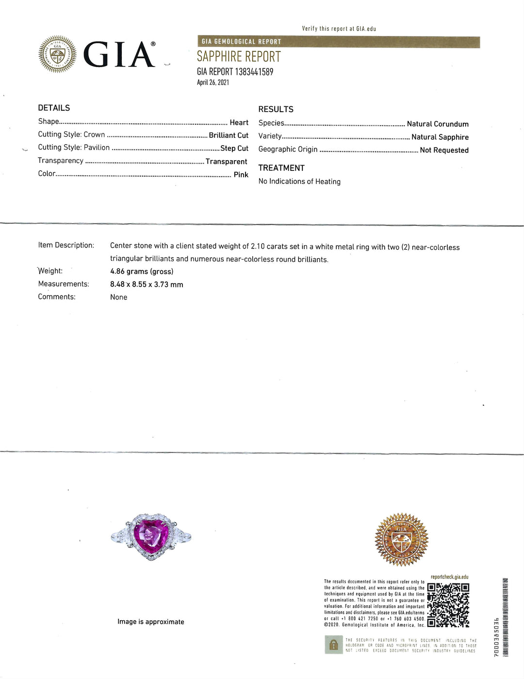 Pink Sapphire Diamond 18K WG Ring