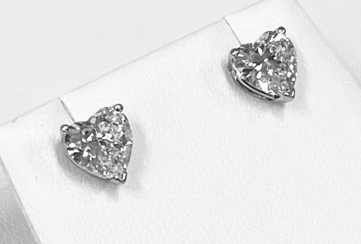 2.19 Carats Heart Shaped Diamond 14K WG Stud Earrings