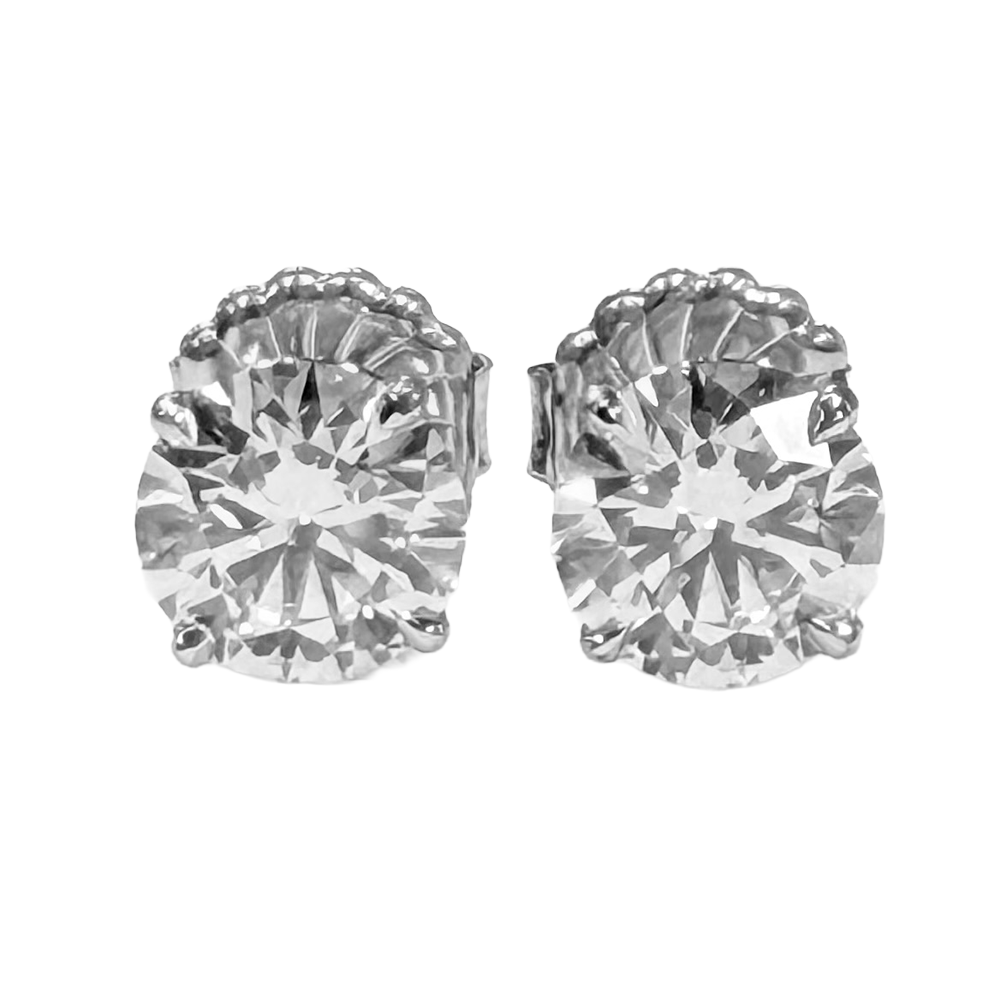 3.00 Carats E VS1 Lab Grown Diamond 14K WG Studs