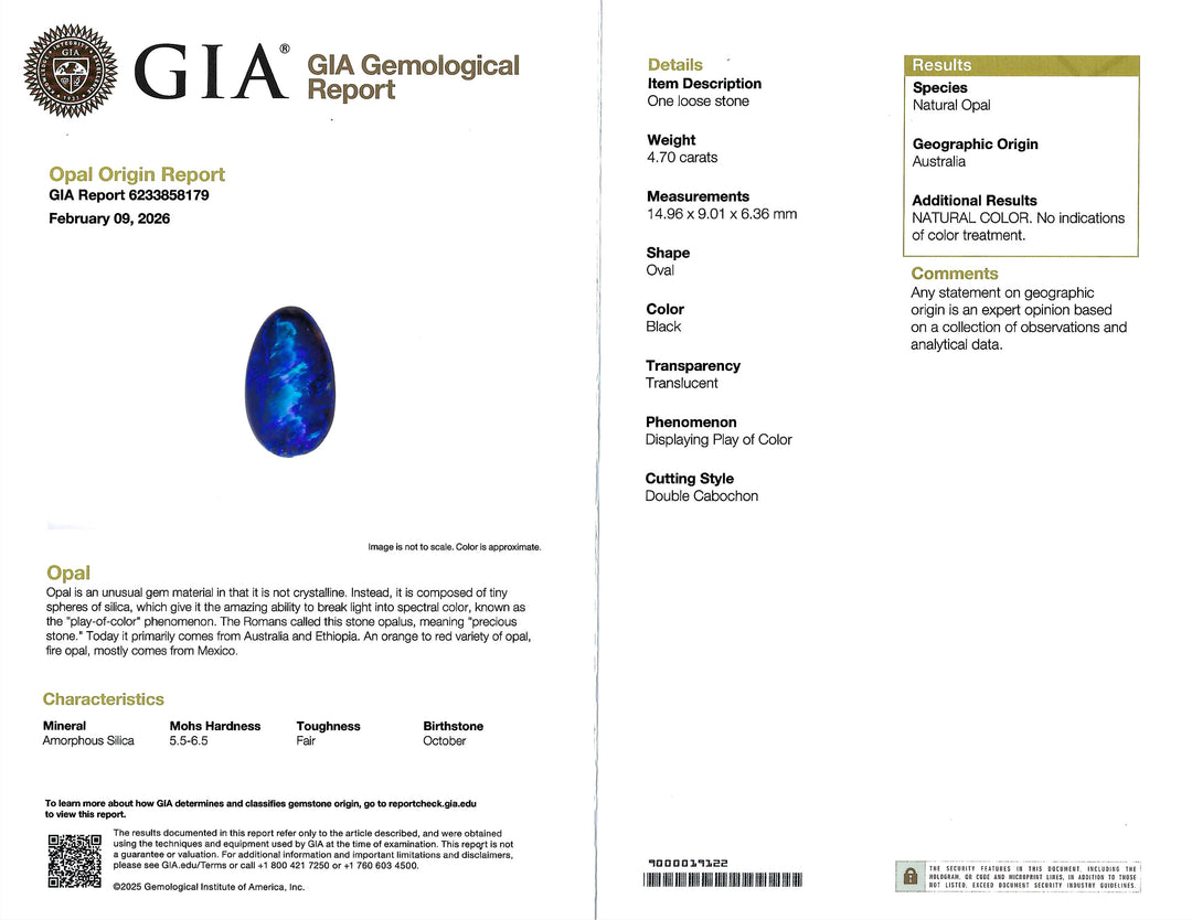 Black Opal 4.70 Carats